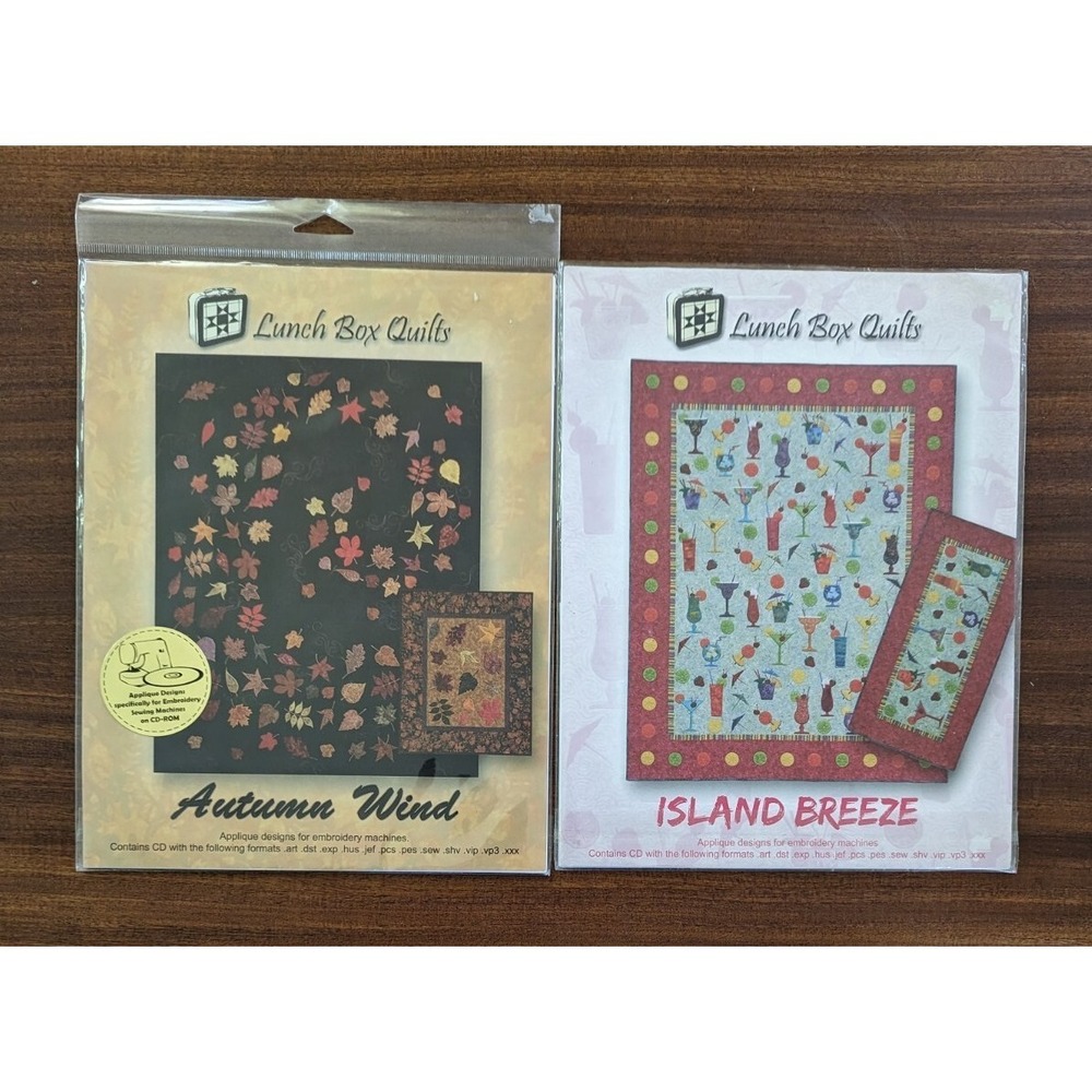 Lunch Box Quilts Applique Quilt Patterns with CDS Autumn Wind and Island Breeze